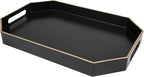 Black Decorative Tray with Handles, Octagon Versatile Serving Tray for Coffee Table, Ottoman, Ideal for Serving, Displaying, Organizing