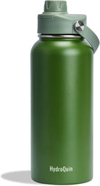 32oz Water Bottle with Comfort Grip Handle, Gym Water Bottle, Insulated Steel Water Bottle with Wide Mouth, No Straw
