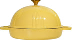 Cast Iron Bread Oven With Cloche Lid for Baking - Yellow Enameled Dutch Oven With Dome Lid for Sourdough - 5 qt