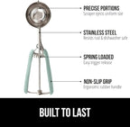 Gorilla Grip Stainless Steel Cookie Scoop for Baking, 2 TSP, Multipurpose Melon Baller, Meatball Spring Scoops, Perfect Portion Sizes, Easy Food Release, Scooper Size 100, BPA-Free Kitchen Tool, Mint