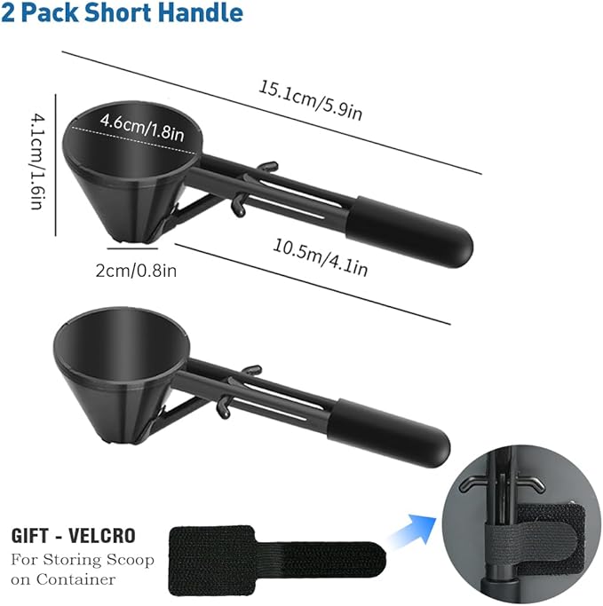 Water Bottle Funnel Pre Workout Scoop for Protein Powder 2 Pack Slide Bottom Measuring Scoop with Funnel for Coffee Grounds and Powder