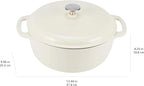 Amazon Basics Cast Iron Dutch Oven Pot with Lid, Enameled, Round, Dual Handles, Heavy-Duty, Small, 4.3-Quart, White