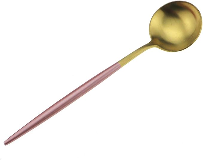 Gugrida Pink Gold Flatware, Royal 20 Piece Matte Pink Handle 18/10 Stainless Steel Tableware Sets for 4 Including Forks Spoons Knives, Camping Silverware Travel Utensils Set Cutlery (Pink Gold)