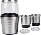 Saachi 2-in-1 Electric Coffee Grinder Plus Wet and Dry Spice Grinder with 2 Stainless Steel Blades Removable Bowls, SA-2915