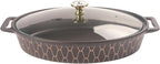 11" X 7.5" Ceramic Oval Casserole Dish with Glass Lid, 1.3 Quart Serving Soup Tureen,Chafing Dish for Buffet, Family Food preserve Tray, Catering Casserole for Party Style, Black
