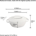 Oval Casserole Dish 23.7 oz, French Onion Soup Ceramic French Serving Soup Tureen Set, Set of 2 Ceramic Mini Cocotte Set, Baking Dish with Lids and Handles, Microwave Dishwasher Oven Safe