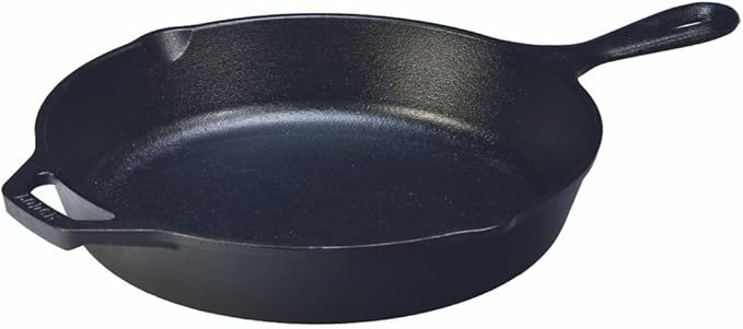 Lodge 12 Inch Cast Iron Pre-Seasoned Skillet – Signature Teardrop Handle - Use in the Oven, on the Stove, on the Grill, or Over a Campfire - Black