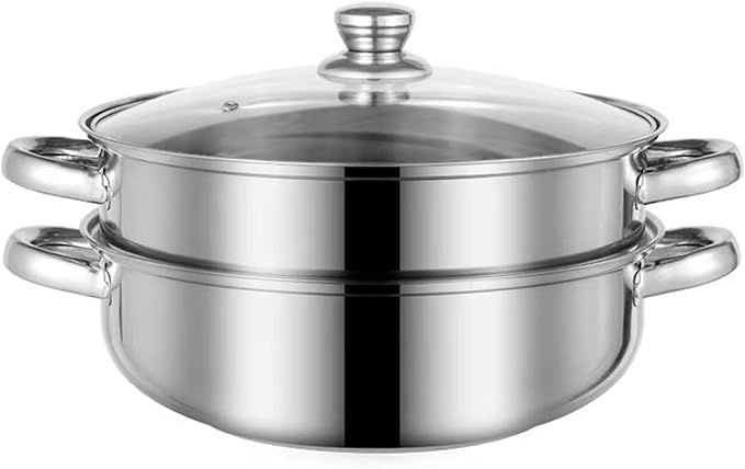 Steamer for Cooking, 6.0 Quarts Stainless Steel Steamer Pot, 2-Tier Food Steam Pots with Lid for Cooking Vegetables, Seafood, Soups, Stews and Pasta, 11.4 x 6.6 inch