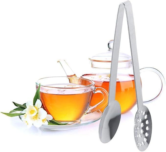 TraderPlus 2 Pack Stainless Steel Tea Bag Squeezer Tongs Strainer Grip