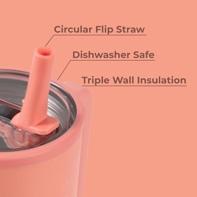 HydroJug Kids - 20 oz Insulated Kids Water Bottle with Flip Straw & Handle | Leak-Proof & Durable | Perfect for School, Sports, Lunch, Travel & Camp, Summer Peach