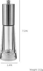 Acrylic kitchen tools grinder Salt and pepper grinder, adjustable thickness, suitable for the home (Stainless steel)