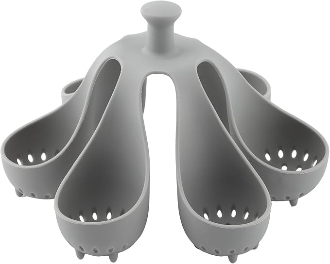 Silicone Egg Boiler Rack for 6 Eggs, Anti-Scald Handle & Drainage Holes, Fits Families, Dorms & Small Kitchens, Easy Storage & Quick Clean-Up