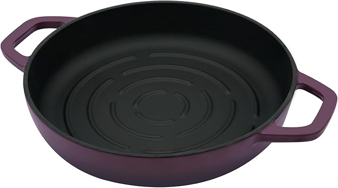 Bread Oven Cast Iron Bread Dutch Oven with Cloche Lid for Bread Baking Magenta Enameled Cast Iron Bread Oven with Dome Lid for Sourdough, 9.8 Inches