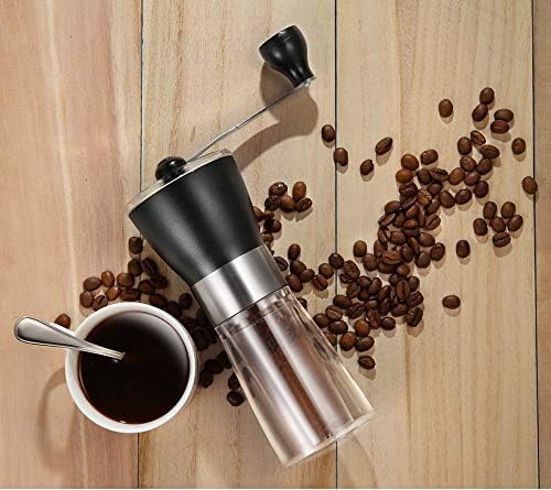 T-mark Manual Coffee Grinder, Portable Adjustable Coffee Grinder Ceramic Burr Grinder for Travel Home
