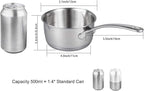 IMEEA Butter Melting Pot Butter Warmer 18/10 Tri-Ply Stainless Steel Saucepan with Dual Pour Spouts, 0.5-Quart, Silver