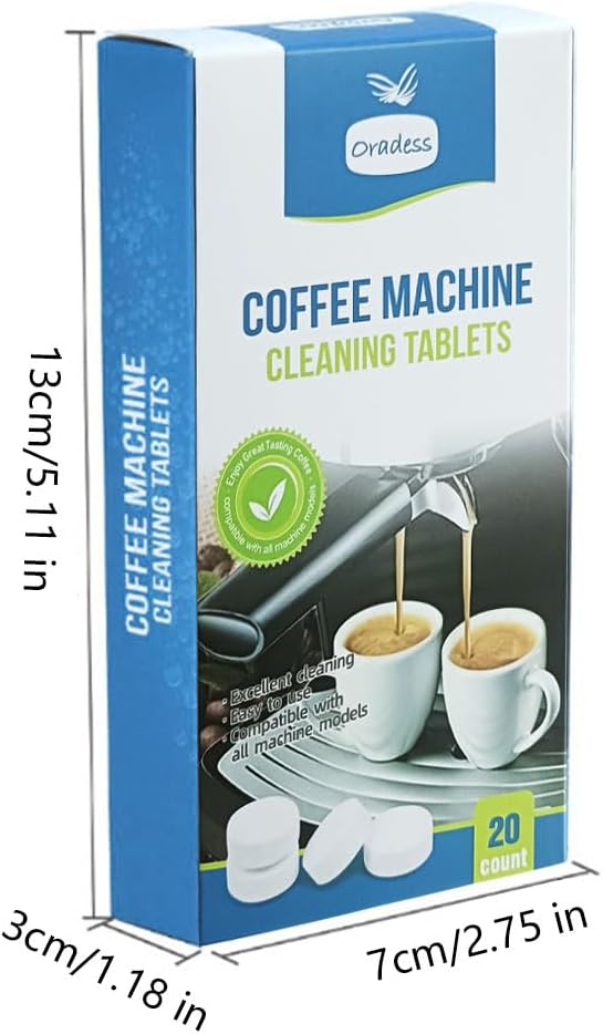 Oradess Coffee Machine Cleaning Tablets, Remove Coffee Oils，calcium deposits and Residue,20 Count