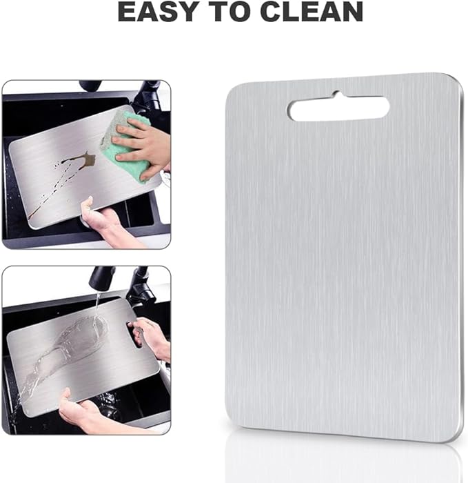 Pure Titanium Cutting Board Food Grade Cutting Board Non-slip surface is lightweight and resistant to deformation, suitable for outdoor camping and kitchen - Dishwasher safe (14"L x 10"W)