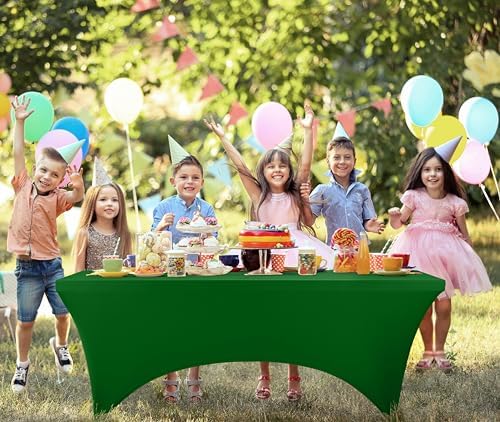 Utopia Kitchen 6FT Spandex Tablecloth [1 Pack, Emerald Green] 200 GSM Stretch, Fitted, Washable and Wrinkle Resistant Table Cloth Rectangle Cover for Trade Shows, Wedding, Parties [72Lx30Wx30H Inch]