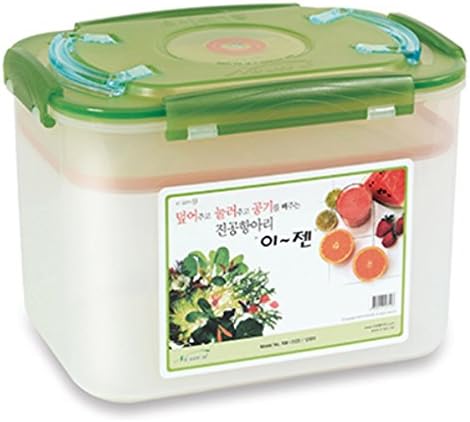 e-jen Premium Kimchi, Sauerkraut Container Probiotic Fermentation with Inner Vacuum Lid (Earthenware Green, 3.1 gal/ 12L)