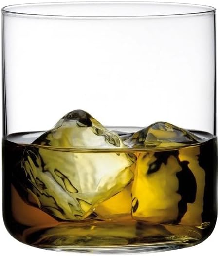 NUDE Whiskey Glasses Set of 4 DOF – 13.25 oz Premium Lead-Free Crystal Old Fashioned Rocks Glasses for Whisky, Scotch & Bourbon – Subtle Curved Base, Dishwasher Safe Barware