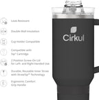 Cirkul 40oz. Carbon Stainless Steel Tumbler with Handle, All-Day StrawSip™, Double-Wall Insulated