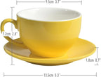 Porcelain Coffee Cup with Saucer 220ml/7.3oz for Cappuccino, Latte, and Tea, Yellow