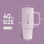 100% Leakproof 40 oz Tumbler with Handle & 4-in-1 SipSwig Lid, Built-In Flip Straw & External Stainless Steel Straw, Insulated Stainless Steel Cup, BPA-Free, Purple
