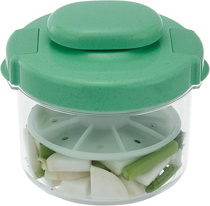 Instant Pickle Maker Vegetable Press Tsukemono Container Round Made in Japan BPA Free (Green 1.6L)