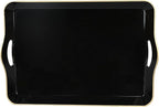 Spsyrine Large Black Serving Tray with Handles, Plastic Decorative Tray for Coffee Table, Ottoman, Bathroom, Home Decor 17.3"*11.8"*2"