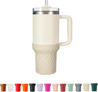 Silicone Boot for Stanley, Cup Bottom Protector Sleeve Accessories for Stanley Quencher H2.0 FlowState Tumbler 40oz / Adventure Quencher Tumbler 40oz (Cream)