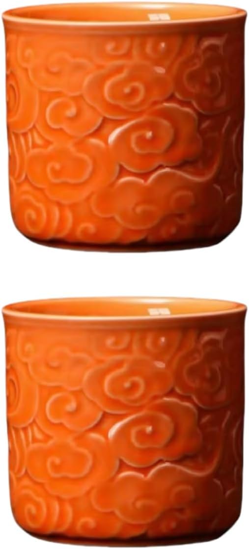 Ceramic Espresso Cups Set of 2 or 4-3oz Demitasse Cups for Coffee & Tea, No Handles, Durable & Dishwasher Safe (bisque, 2)