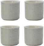 Ceramic Espresso Cups Set of 2 or 4-3oz Demitasse Cups for Coffee & Tea, No Handles, Durable & Dishwasher Safe (Grey white, Large)