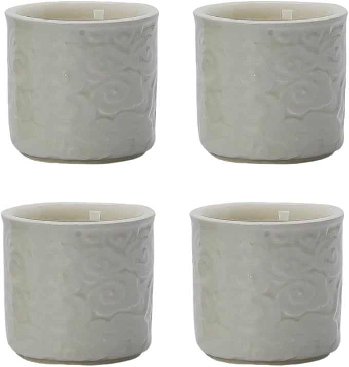 Ceramic Espresso Cups Set of 2 or 4-3oz Demitasse Cups for Coffee & Tea, No Handles, Durable & Dishwasher Safe (Grey white, Large)