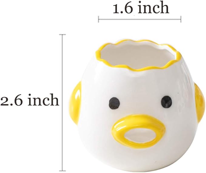 ZOSTLAND Egg Yolk Separator, HQ Creative Ceramics Cute Little Chicken Egg Yolk White, Funny Style Simple Automatic Separation Baking Assistant Tool (Upgrade Yellow Chick)