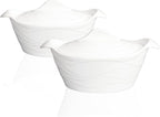 8" x 6" Ceramic Casserole Dish with Lids 31 Oz White French Soup Tureen Bakeware Set with Handle - 10 IN, Chip and Crack Resistant Baking Dish, Microwave, Dishwasher, Oven, Fridge Safe