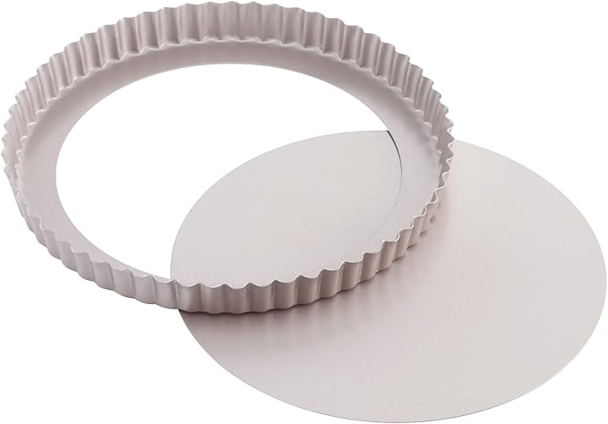 CHEFMADE 9.5-Inch Round Tart Pan with Removable Loose Bottom, Non-Stick Carbon Steel Quiche Pan for Oven Baking (Champagne Gold)