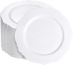WDF 60pcs White Plastic Dessert Plates -7.5inch Baroque White Disposable Appetizer/Small Cake/Salad Plates- for Upscale Parties & Wedding