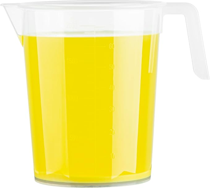 Restaurantware Measuring Cups, 2 Quarts Pack of 10 Conical Spout Liquid Measuring Cups Embossed Ml and Oz Graduations, Clear Plastic Scaling Vessel with Handle, For Cooking, Baking, For Oil, Flour