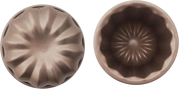 Set of 4 Nonstick Canele Molds, Mini Lace Canele Mold, Individual Washable Carbon Steel Canelle Pastry Molds, Popover Muffin Cupcake Pans for Oven Baking - 2.8 Inch, Gold