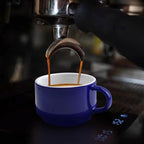 homEdge Premium Espresso Shot Cups and Saucers Set with Espresso Stainless Steel Spoons - 2.5 oz, Set of 4, Navy