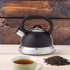 Mr. Coffee Flintshire 1.75-Quart Stainless Steel Whistling Tea Kettle with Nylon Handle – Matte Black Stove-Top Kettle for Boiling Water