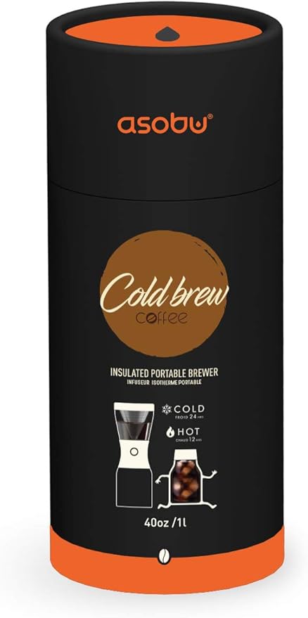 asobu Cold Brew Coffee Maker, Award-Winning 40oz Insulated Cold Brew Brewer with Portable Stainless Steel Carafe – No.1 Europe Coffee Fest Winner, Leakproof, BPA-Free, Keeps Cold 24H