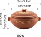 Ceramic Steam Cooker, Stew Pot Clay Casserole Zisha Steamer Ceramics Stovetop with Cover, Household Steam Pot for Chicken Soup, Vegetables and Corn or Cook Fitness Food,400ML