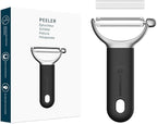 KITCHENDAO Swivel Vegetable Potato Peeler for Kitchen, Japanese Stainless Steel Sharp Blade, Heavy Duty Die-cast Construction Y Peeler, Built-in Eye Remover, Soft-touch Handle, Dishwasher Safe, Black