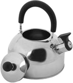 Lily's Home 2 Quart Whistling Tea Kettle, Stainless Steel Stovetop Kettle for Gas & Induction Tops, Classic Whistle Spout, Cool-Touch Handle for Safe Pouring - Perfect for Home, Kitchen, Dorm