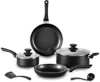 8pcs Black Ceramic Pots and Pans Set, Cooking Pan Set,Cooking Pot Set Ceramic Pan Set, Nonstick Cookware Set, Induction Safe Kitchen Cooking Set with Frying Pans, Saucepans, shovel and Ladle