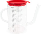 Fox Run Gravy and Fat Separator, with Measurements and Strainer, Glass, 1 Liter, Red and Clear