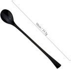 JASHII 18/10 Stainless Steel 4 Piece Mirror Polished Black Long Handle Ice Cream Spoon and Coffee Server Utensil Set - 18CM