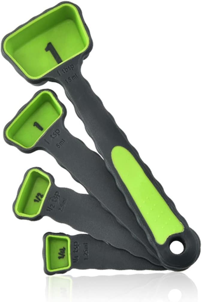 CdyBox New Version 11Pack Silicone Kitchen Strainer Collapsible Colander with Foldable Silicone Measuring Spoon Measuring Cup Kitchen Good Tools (Green) 9.6 * 1.1