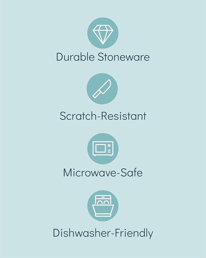 Stoneware dinnerware set 8 persons 24 pcs – Ultra chic matte black plates and bowls set – Dishwasher and microwave safe – Bowl and plate set – Dinner service Pure Living